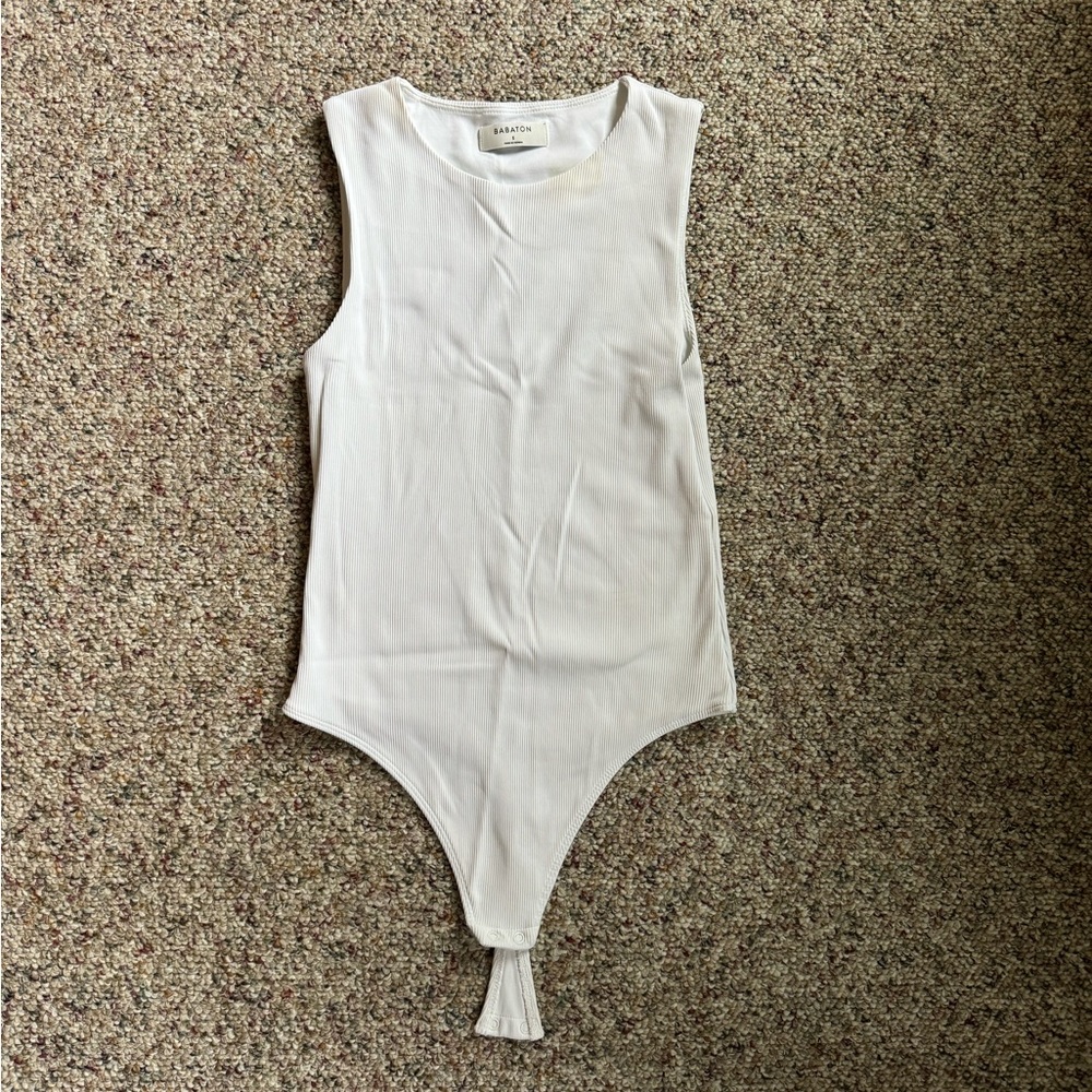 Small Babaton ribbed bodysuit - white